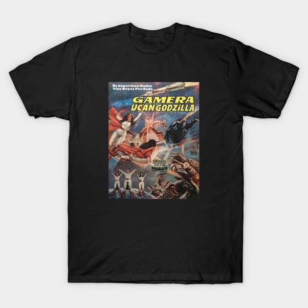 Turkish Gamera vs Godzilla poster T-Shirt by GeekGiftGallery